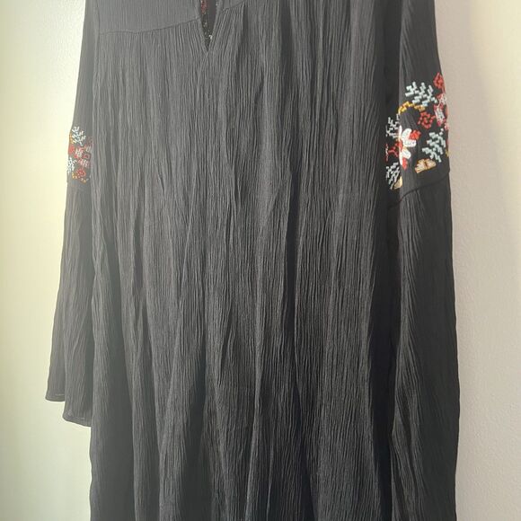 Blue Rain Black Mini Dress With Floral Embroidery Lined, Size S - Picture 8 of 14